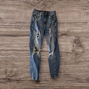 Hollister Light Blue Ripped Boyfriend Jeans